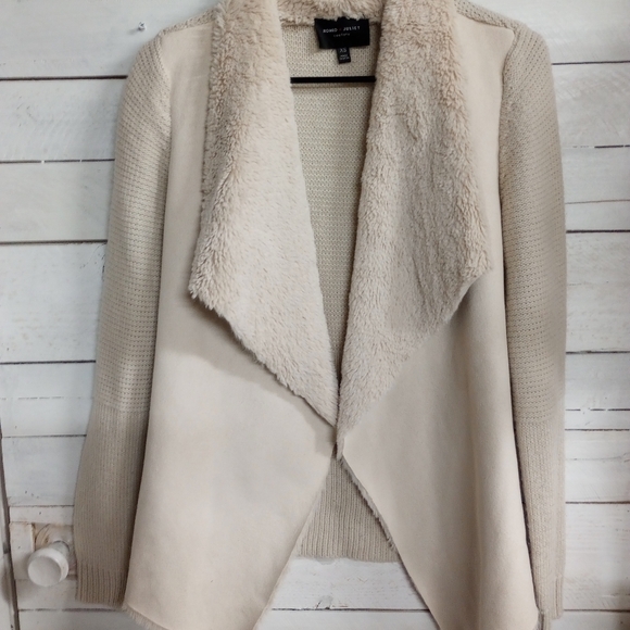 Romeo & Juliet Women's Waterfall Open Front Cardigan Size XSmall Cream - Picture 4 of 10